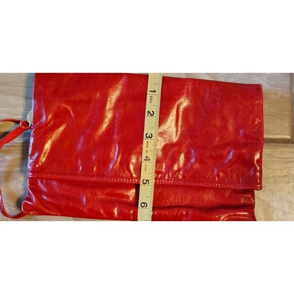 Allison Burns Red Leather Folder Over Clutch Purse Zip Close Vintage USA - Picture 7 of 8